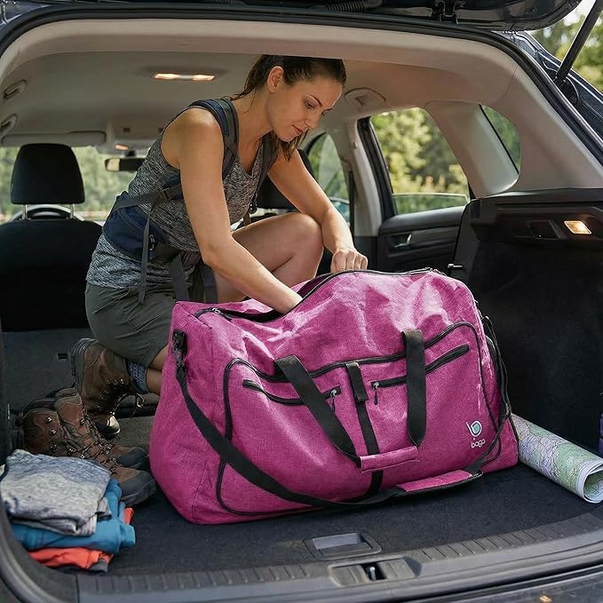 Bago Medium Duffle Bag for Travel Women & Men. Durable Lightweight Foldable Travel Duffel Bags For Traveling Women. 60L Duffle Bags For Overnight Bag With Shoe Compartment Collapsible Weekender duffel