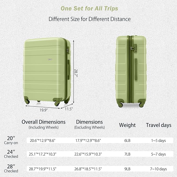 3 Pcs Expandable ABS Hardshell Luggage Sets Spinner Wheel Suitcase Set TSA Lock Suit Case