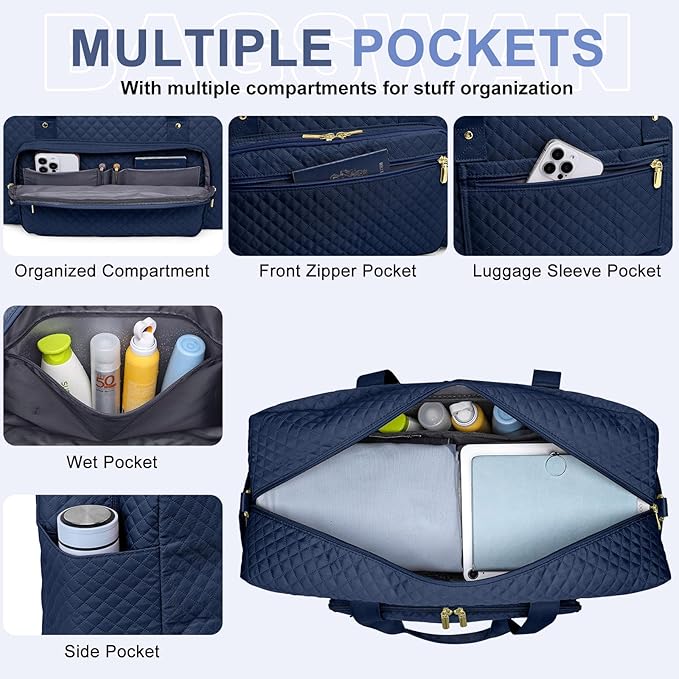 Large Weekender Travel Duffle Bag - With Shoe Compartment Weekender Bags for Womens Carry on Overnight Bag with Toiletry Bag Gym Duffel Bags with Wet Pocket Hospital Bags for Women Labor and Delivery