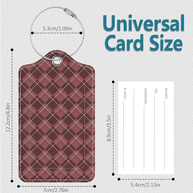 Luggage Tags for Suitcases, 2 Pack Cute PU Leather Luggage Tag TSA Approved with Stainless Steel Loop and Address Card Baggage Tag for Travel&Hotel Stays&Cruise Ships&Shipping and Mailing