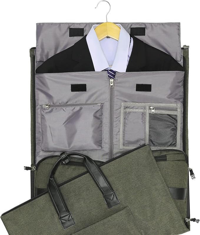 Modoker Convertible Garment Bag with Shoulder Strap, Carry on Garment Duffel Bag for Men Women - 2 in 1 Hanging Suitcase Suit Travel Bags,Forest Night