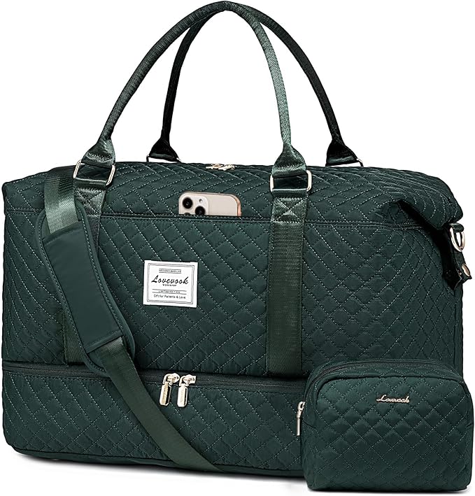 LOVEVOOK Travel Duffle Bag,Weekender Bags for Women with Shoe Compartment，Carry on Overnight Bag with Toiletry Bag,Gym Duffel Bag with Wet Pocket, Hospital Bags for Labor and Delivery