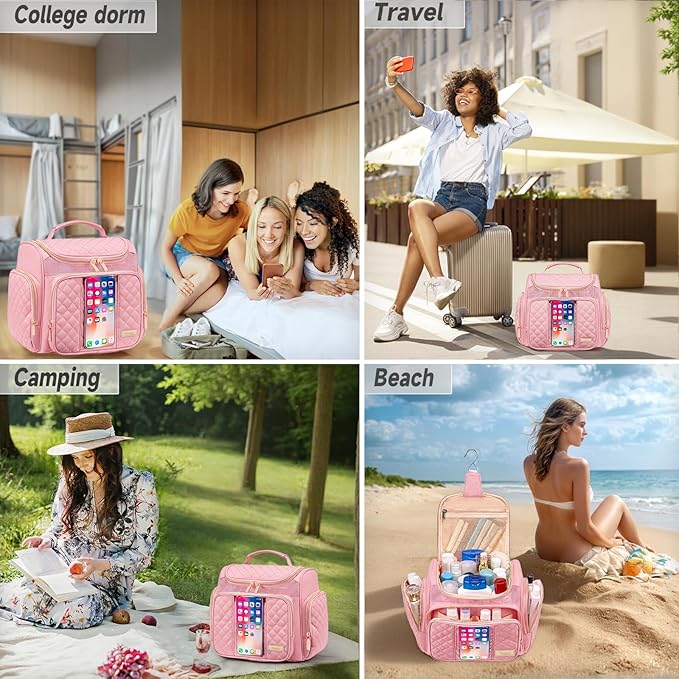 Large Toiletry Bag for Women Men,Bathroom Bag,Water Resistant Shower Bag,Makeup Bag,Portable Shower Caddy for College Dorm,Hanging Travel Toiletry Bag with Transparent Waterproof Phone Pocket