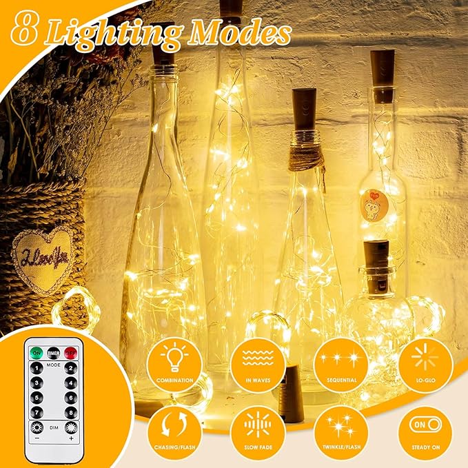 4 Pack Fairy Lights Battery Operated Twinkle Lights Remote Warm White | Total 132FT 400LED String Light, Timer & 8 Modes, Memory, Dimmable, Waterproof Battery Lights Indoor Outdoor Christmas Decor