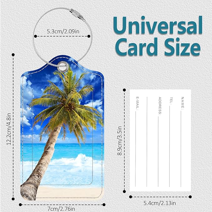 Luggage Tags for Suitcases, 4 Pack Cute PU Leather Suitcase Tag Identifiers TSA Approved with Stainless Steel Loop and Address Card for Baggage Tag for Cruise Airport Travel Essentials by Chelmon