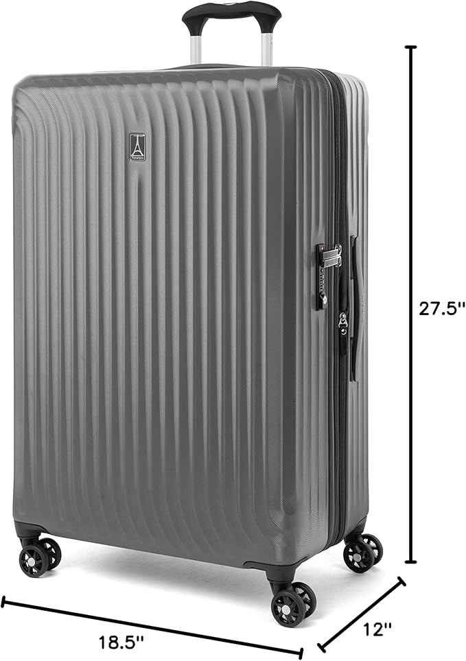 Travelpro Maxlite Air Hardside Expandable Checked Luggage, 8 Spinner Wheels, Lightweight Hard Shell Polycarbonate Suitcase, Shadow Grey, Checked Large 28-Inch