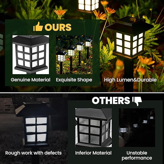 GIGALUMI Solar Lights Outdoor Waterproof 16 Pack, LED Garden Decor | Warm White LED Solar Garden Lights Outdoor Decor, 8 Hours of Landscape Lighting for Garden
