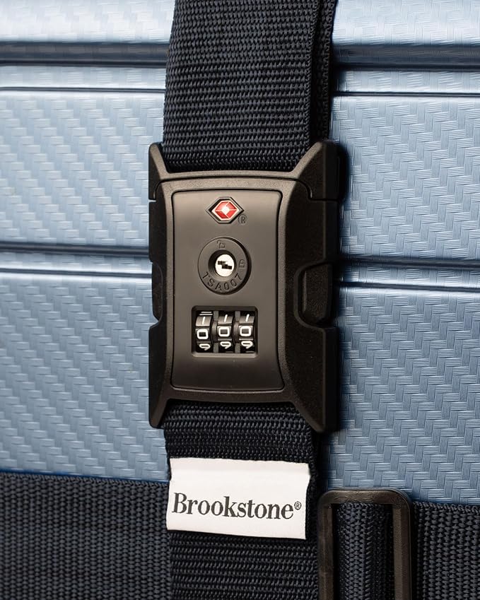 Brookstone Luggage Strap - 2-in-1 TSA-Approved Expandable Luggage Straps for Suitcases with Keyless 3-Digit Combination Lock, Size One Size, Blue