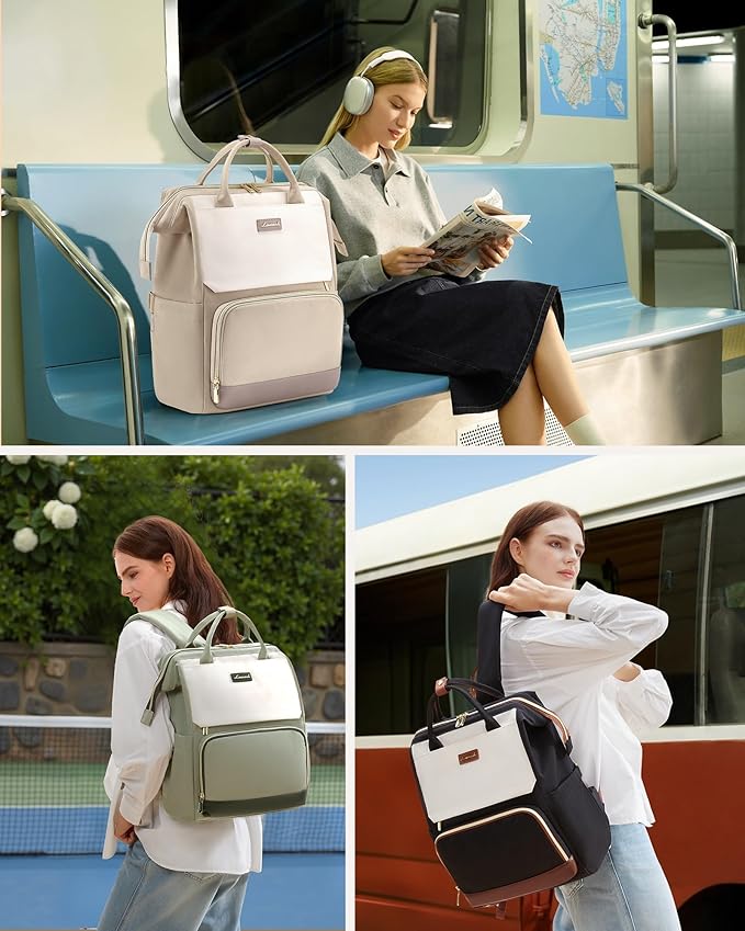 LOVEVOOK Laptop Backpack for Women with Giant Tumbler Holder Pocket, 17 inch Travel Work Backpack Purse for Nurse Teacher, Waterproof School Bag College Bookbag Cute Casual Daypack for Girls