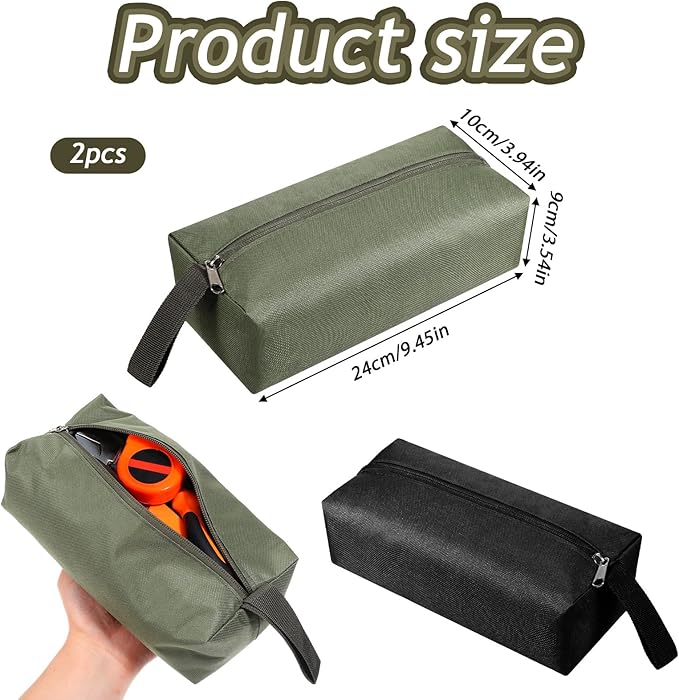 2 Pcs Canvas Tool Pouch with Zipper, Multipurpose Small Tool Pouch Screwdriver Tools Bag Suitable for Storing Scattered Electrician Tools Cosmetics Various Items