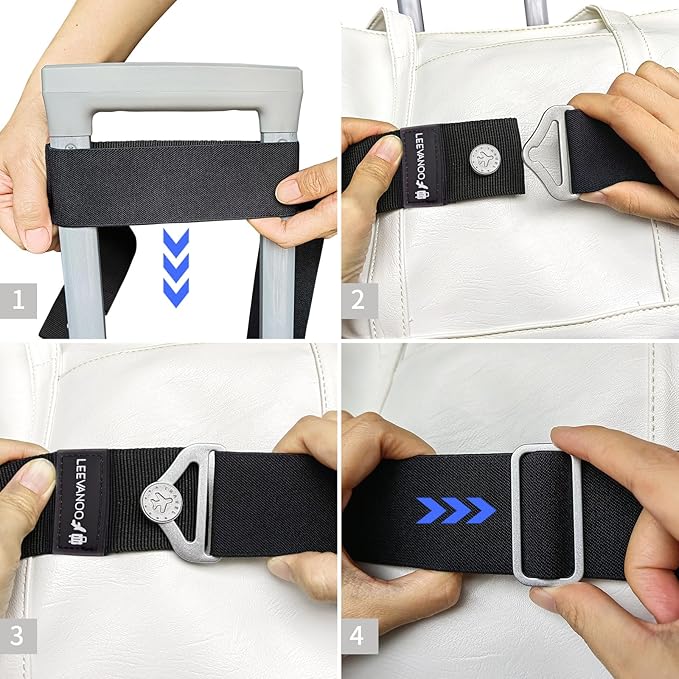 Luggage Straps for Suitcases Add a Bag Luggage Strap, 2-in-1 Travel Belt for Luggage Straps Travel Belt Over Handle for Carry On Bag Adjustable Suitcase Belts, Airport Travel Accessories Black