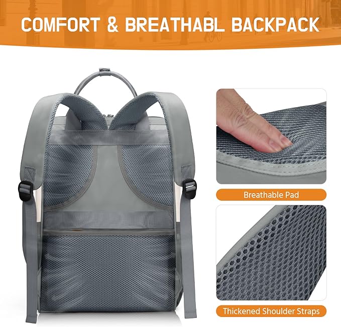 Maelstrom Laptop Backpack, Fits 15.6-17.3 Inch Travel Backpack Gift for Women Men, Waterproof College School Computer Bag, Anti-theft Business Work Bag with Luggage Strap(Grey, 15.6 Inch)