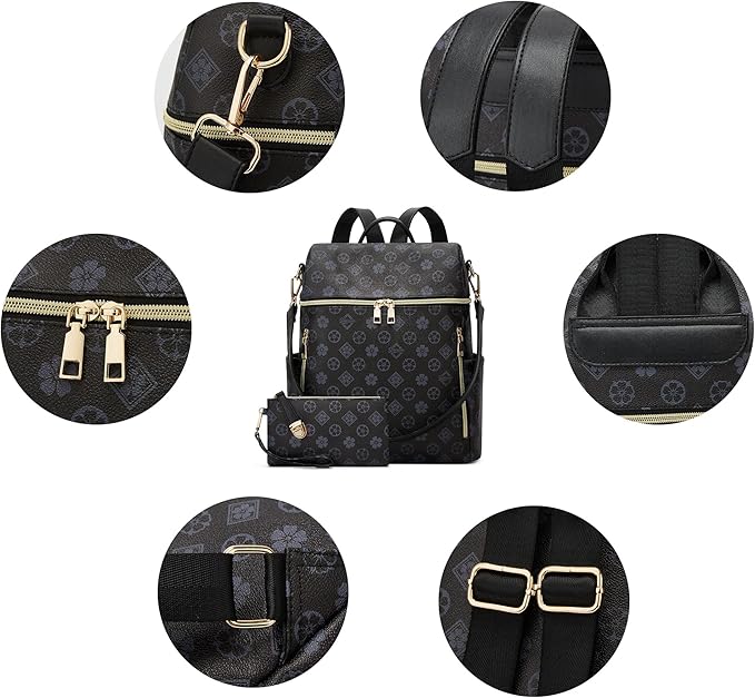 Makes Backpack Purse for Women PU Leather Travel Satchel Handbag Convertible Design Bag with Purse