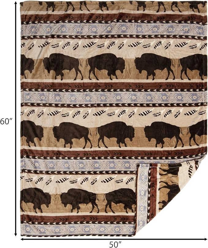CARSTENS, INC. Travel Blanket, Premium Compact 2-in-1 Airplane Blanket/Pillow, Buffalo Stripe