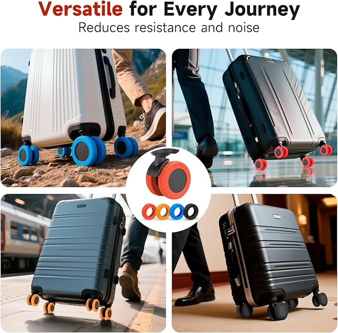 2026 Upgraded 8 Pcs Luggage Wheel Covers, Silicone Protective Covers for 2-2.4" Suitcases Spinner Wheel, Wear-Resistant, Anti-Noise, Thickened Protector, Travel Accessories (Red)