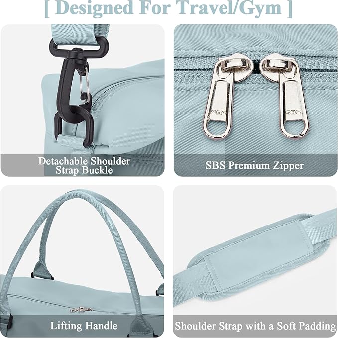 Travel Duffel Bag with Shoes Compartment, Carry on Overnight Weekender Bags for Women, For Spirit Airlines 18x14x8 Personal Item Bag