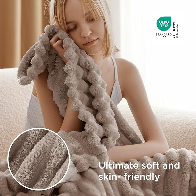Bedsure GentleSoft Light Brown Throw Blanket for Couch - Cozy Soft Fleece Blankets for Women, Cute Small Throws for Girls, 50x60 Inches
