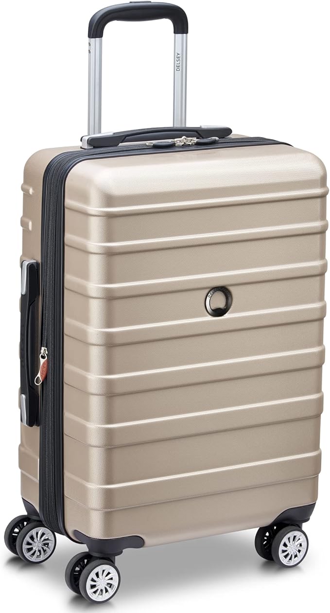 DELSEY PARIS Margot Hardside 3-Piece Set, Expandable Luggage with 4 Spinner Wheels, Lightweight Suitcase, 21" Carry-On, 24" Checked Medium, 28" Checked Large, Gold