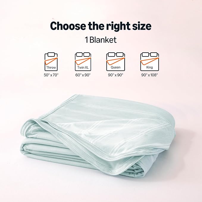 Amazon Basics Striped Cooling Blanket for Hot Sleepers, Reversible Lightweight Thin Throw Blanket for Bed, Couch and Sofa, Twin XL (60" x 90"), Cyan Striped
