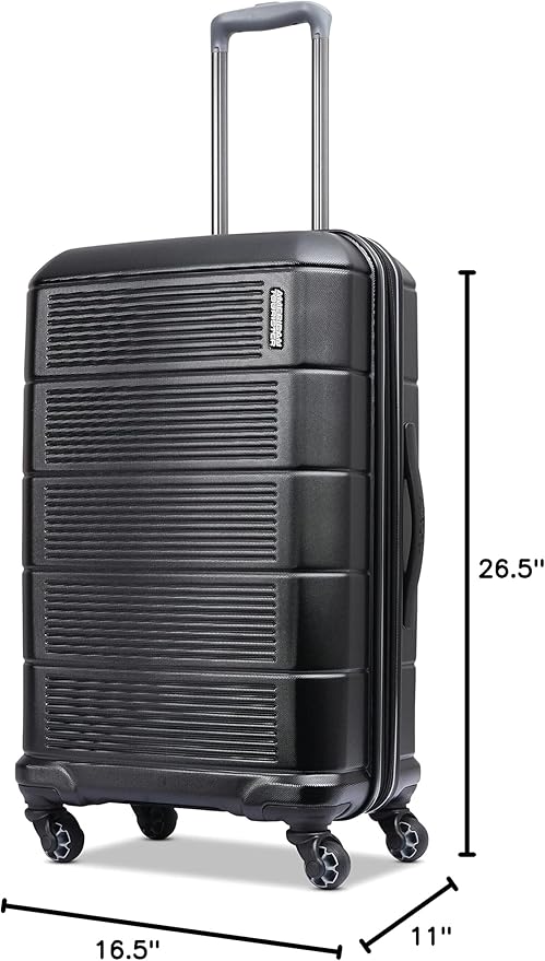 American Tourister Stratum 2.0 Expandable Hardside Luggage with Spinner Wheels, 24" SPINNER, Jet Black