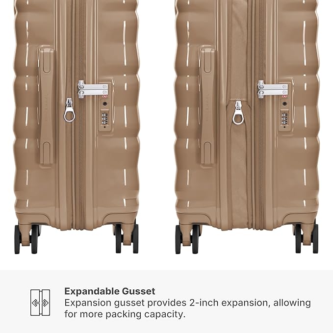 Traveler's Choice Edinburgh II Hardside Spinner Luggage, TSA Lock, Sand, 2 Piece Set (21/29)