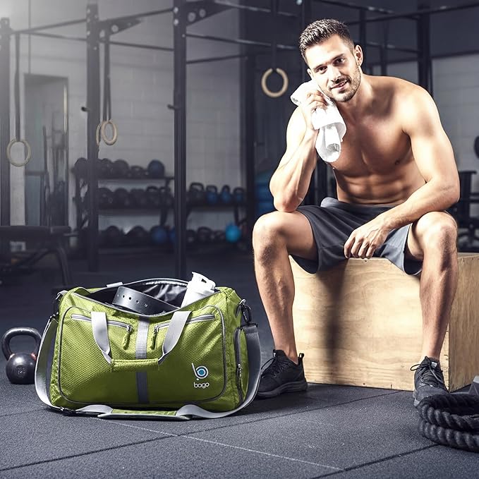 Bago Compact Duffle Bag for Travel Women & Men. Durable Lightweight Foldable Travel Duffel Bags For Traveling Women. 40L Duffle Bags a Reliable Weekender duffel or Overnight Bag With Shoe Compartment