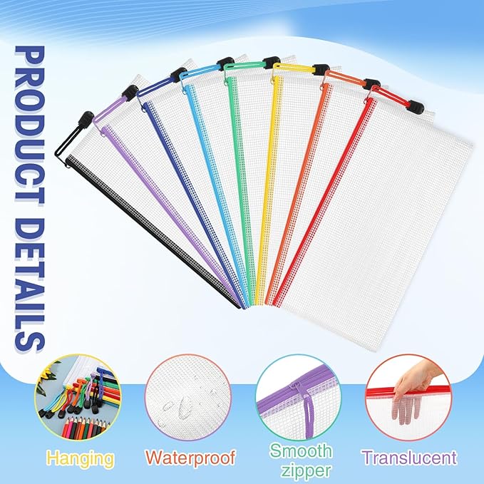 Jetec 32 Pcs Mesh Zipper Bags Toy Storage Bikini Organizer Bag Bolsas Para Guardar Trajes De Bano Waterproof Zipper Reusable Pouch Puzzle Multipurpose for Storage Office(Sweet Color,9.5 x 4.5 Inch)