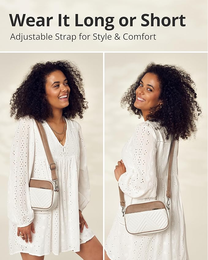Vantamo Premium Quilted Crossbody Bags for Women with Anti-Pickpocket Clip, Vegan Leather Handbags, Travel Purses for Women