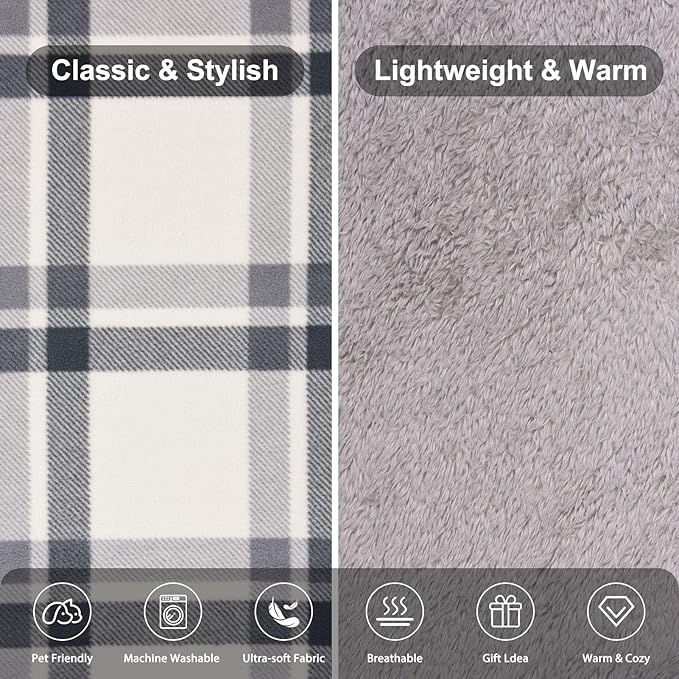 forestfish Wearable Blanket Compact Pillow 2-in-1, Lap Blanket Poncho with Button Plaid Throw Cushion for Home Office Sofa