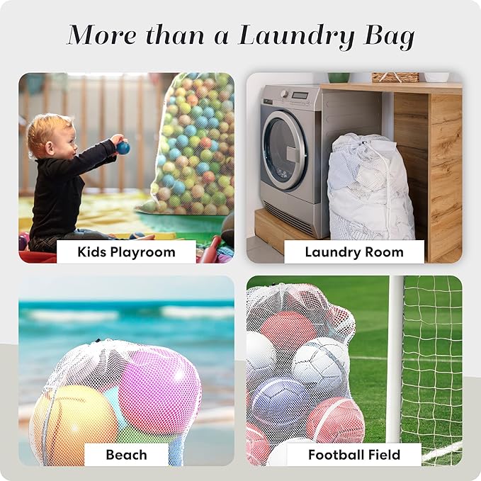 Handy Laundry Mesh Laundry Bag, Extra Large 24" x 36" – Heavy Duty, Machine Washable, Secure Drawstring Closure, Durable Mesh for Delicates, Travel, College Dorm, Storage, White