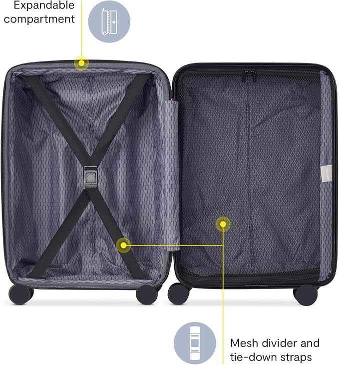 Delsey Paris Alexis Durable Hardside Luggage, Expandable Lightweight 4-Wheel Spinner, Easy Grip Telescoping Handle for Smooth Mobility, TSA-Lock Incorporated, Men and Women, Burgundy, Carry-On 21-Inch