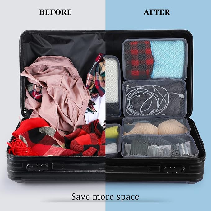 Woanger 12 Pcs Small Packing Cubes for Travel, Light Packing Cubes for Suitcases Mesh Luggage Organizer Bags Travel Accessories Essentials 12 x 8 x 5 Inch(Grey)