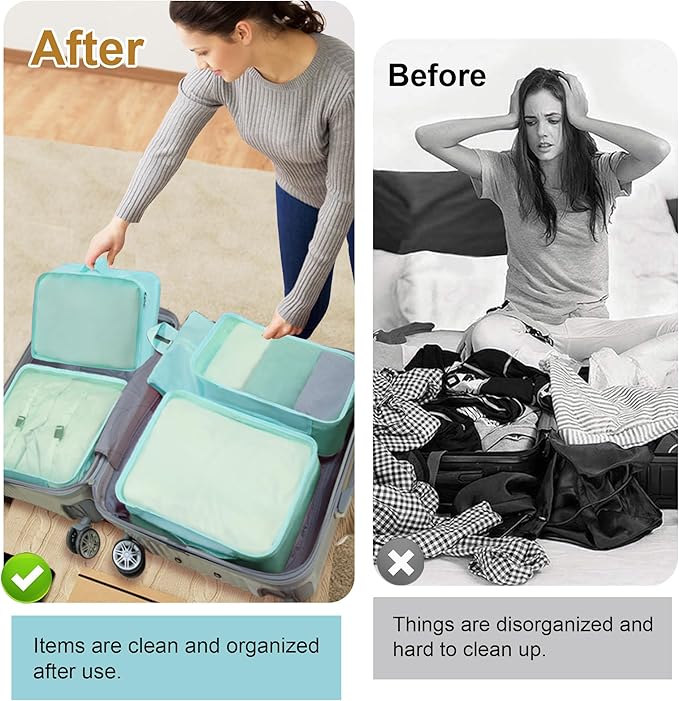 Packing Cubes 7 Pcs Travel Packing Cubes for Suitcases Large Capacity Travel Luggage Organizer Bags Carry-on Luggage (Blue)