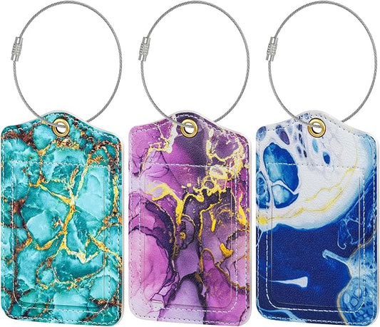 Fishent Luggage Tag, 3 Pack Travel Cruise Luggage Tags for Suitcases, Cute Suitcase Tags Identifiers Bag Tags with Privacy Flap, Baggage Name Tag for Women Men Luggage Backpack Handbag School Bag