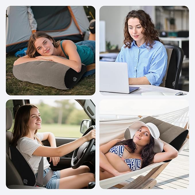JDOBEST 2 Pack Portable Inflatable Wedge Pillow,Body Positioner for Sleep Support, Adjustable Travel Cushion - Lightweight Bed/Leg/Partner Support Pillow, Fast Inflation,for Home, Travel,Outdoor