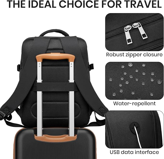 Kono Airline Approved Suitcase Set 3 Piece Luggage Set Lightweight Carry On Travel Luggage, TSA Lock Spinner Wheels Hardshell (Black/Brown, (BP/20))