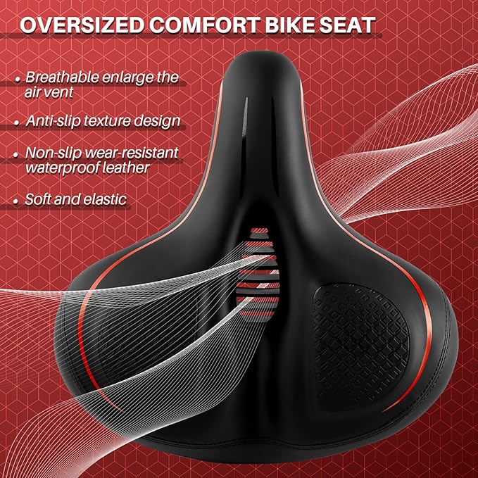 Oversized Bike Seat for Peloton Bike & Bike+, Comfort Seat Cushion Compatible with Peloton, Road or Exercise Bikes, Bicycle Wide Saddle Replacement for Men & Women, Accessories for Peloton