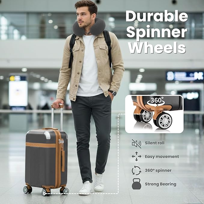 Luggage Sets 3 Piece Carry On Luggage Set 20 Inch Hardshell & Lightweight PP Luggage Suitcase with Detachable Spinner Wheels & TSA Lock 20" Suitcase with Duffel & U-shaped pillow