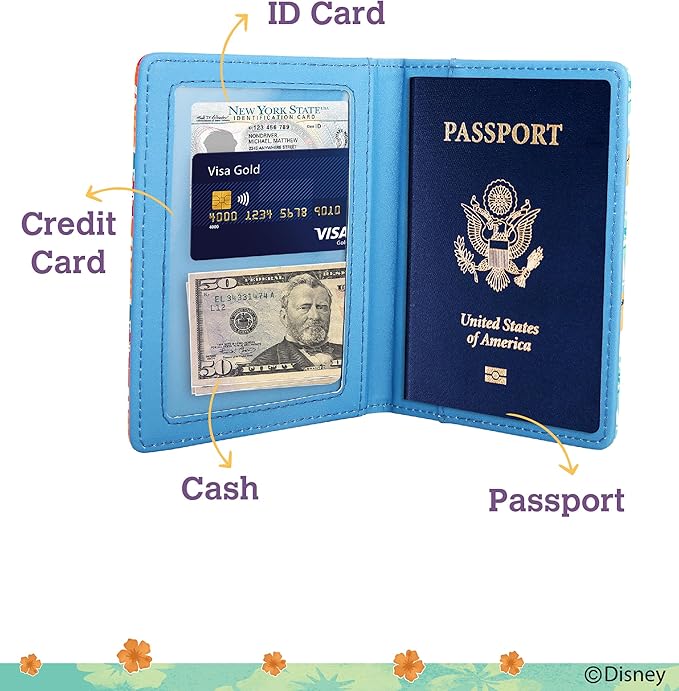 Disney Lilo & Stitch Passport Holder, Officially Licensed Passport Holder for Women, Travel Essentials for Women
