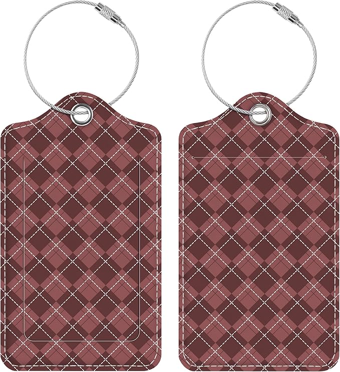 Luggage Tags for Suitcases, 2 Pack Cute PU Leather Luggage Tag TSA Approved with Stainless Steel Loop and Address Card Baggage Tag for Travel&Hotel Stays&Cruise Ships&Shipping and Mailing