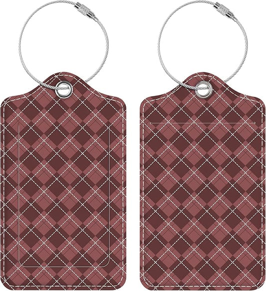 Luggage Tags for Suitcases, 2 Pack Cute PU Leather Luggage Tag TSA Approved with Stainless Steel Loop and Address Card Baggage Tag for Travel&Hotel Stays&Cruise Ships&Shipping and Mailing