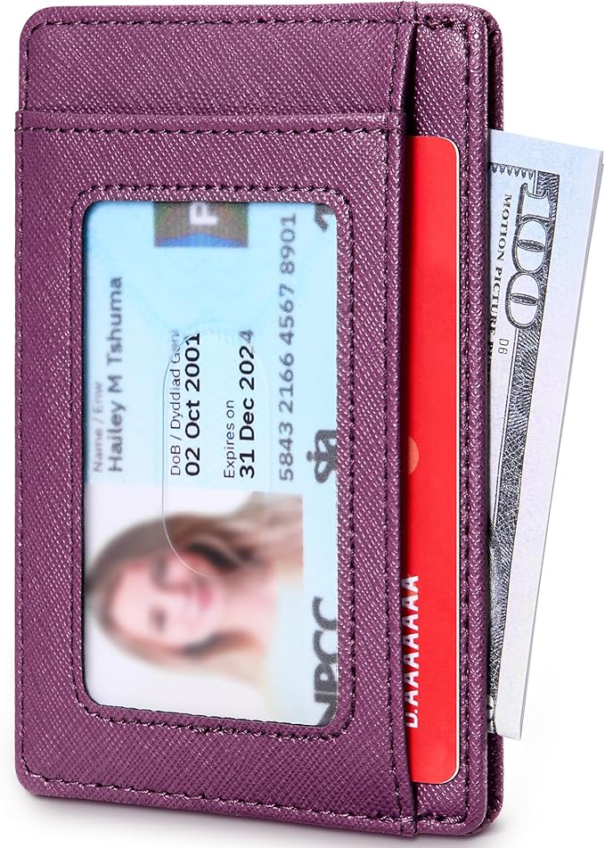 Travelambo Slim Wallet Front Pocket Minimalist Leather RFID Blocking Medium Size