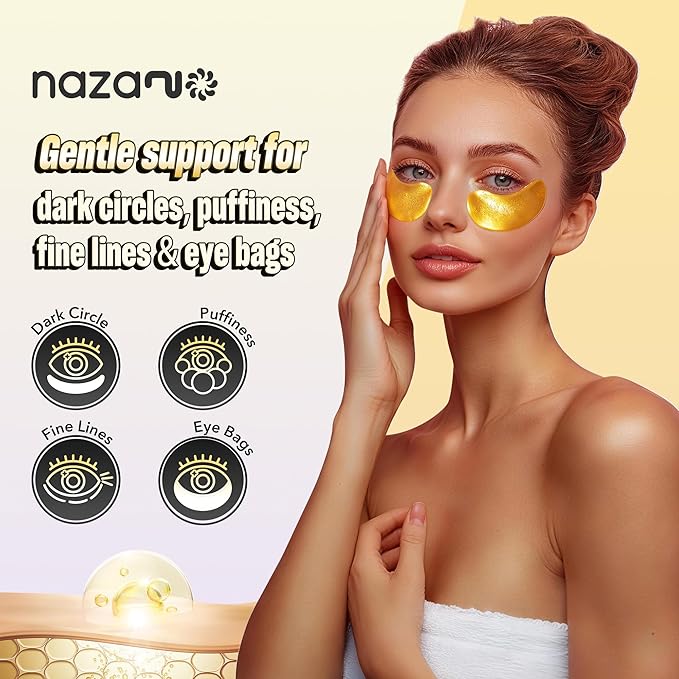 102 Pcs 24K Gold Under Eye Patches for Puffy Eyes, Dark Circles, Bags & Wrinkles with Sodium Hyaluronate - Eye Care Pads for Daily Skincare