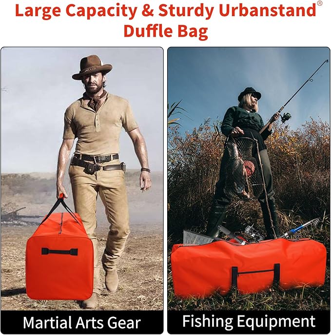 Urbanstand 52 Inch Large Duffle Bag for Travel Camping Sport Equipment Storage Bag with 2-way Lockable Zippers (Orange 2Pack)