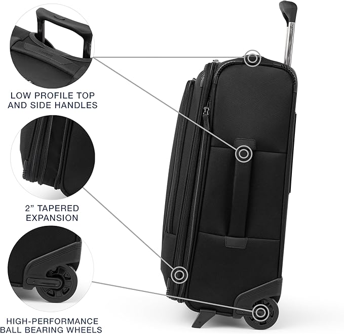 Travelpro Crew Classic Lightweight Softside Expandable Carry on Luggage, 2 Wheel Upright Rollaboard Suitcase, Men and Women, Carry On 22-Inch, Black
