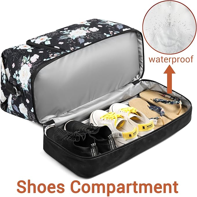 Travel Weekender Bag for Women, 21" Overnight Bag with Shoe Compartment 50L Large Travel Duffel Bag Carry On Tote for Weekend, Overnight, Business Trips, Water Resistant