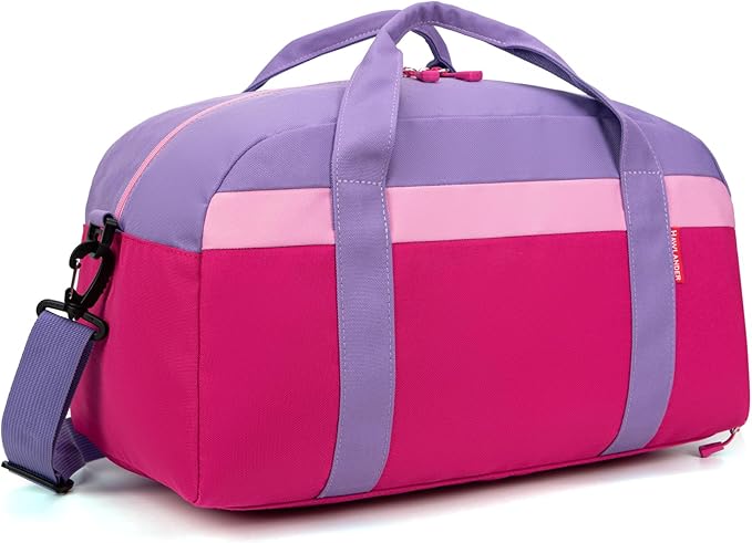 HawLander Kids Duffle Bag for Boys or Girls, Fit Sports Practice, or Overnight Travel Weekend (Rose Purple)