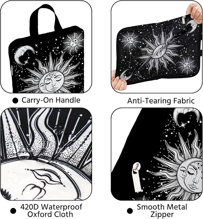 6 Pcs Compression Packing Cubes Waterproof Suitcase Travel Bag Luggage Backpack Organizer Travel Cubes for Packing-Gothic Style