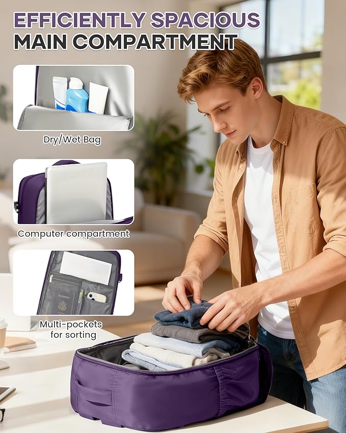 WONHOX Large Travel Backpack Carry on Flight Approved Laptop Work Business Backpack for Women Men Mochila de Viaje