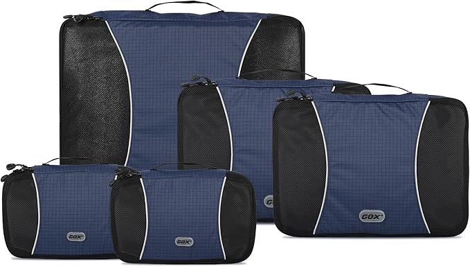 GOX Ultra Light 5 piece Packing Cubes Travel Luggage Organizer 1 Large 2 Medium 2 Small